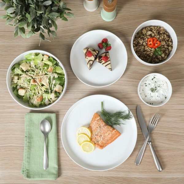 Gibson Home Rothernberg Stackable 40 Piece, Service for 8, White Porcelain Plates and Bowls Set - Image 3