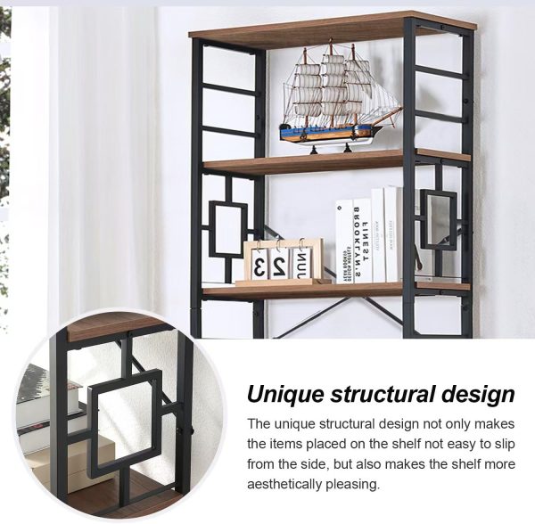 HOMISSUE Tall Bookshelf, 84 Inch Industrial Bookshelf with Metal Frame and Open Shelves, 7 Tier Metal Bookshelves and Bookcases, Rustic Tall Book Shelf for Office, Living Room and Bedroom, Brown - Image 5