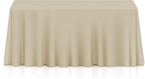 Lann's Linens - 90" x 156" Premium Tablecloth for Wedding/Banquet/Restaurant - Rectangular Polyester Fabric Table Cloth - Beige