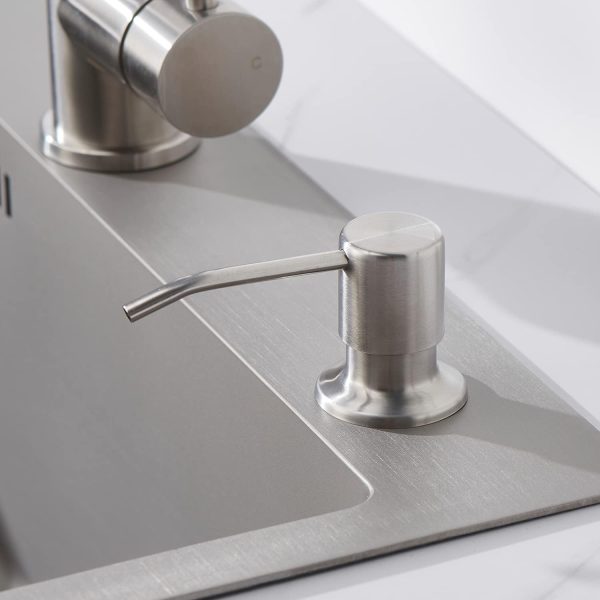 Sink Soap Dispenser Brushed Nickel, Soap Dispenser for Kitchen Sink Stainless Steel Refill from The Top Built in Sink Soap Dispenser with 13 OZ Soap Bottle - Image 7